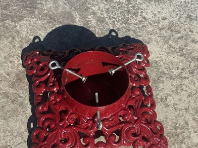 Used Vintage Christmas Traditions 15” Ornate Red Cast Iron Tree Stand