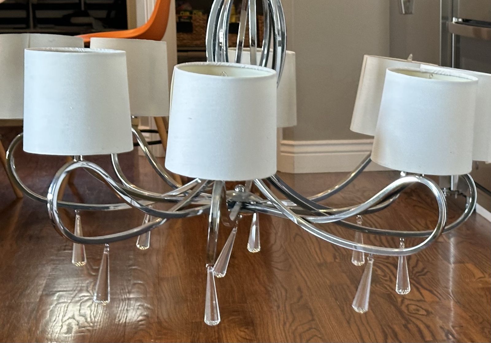 Silver and cream chandelier