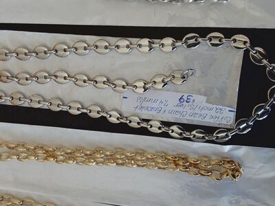 Stainless Steel 22"inch Coffee Bean Chain w/Bracel