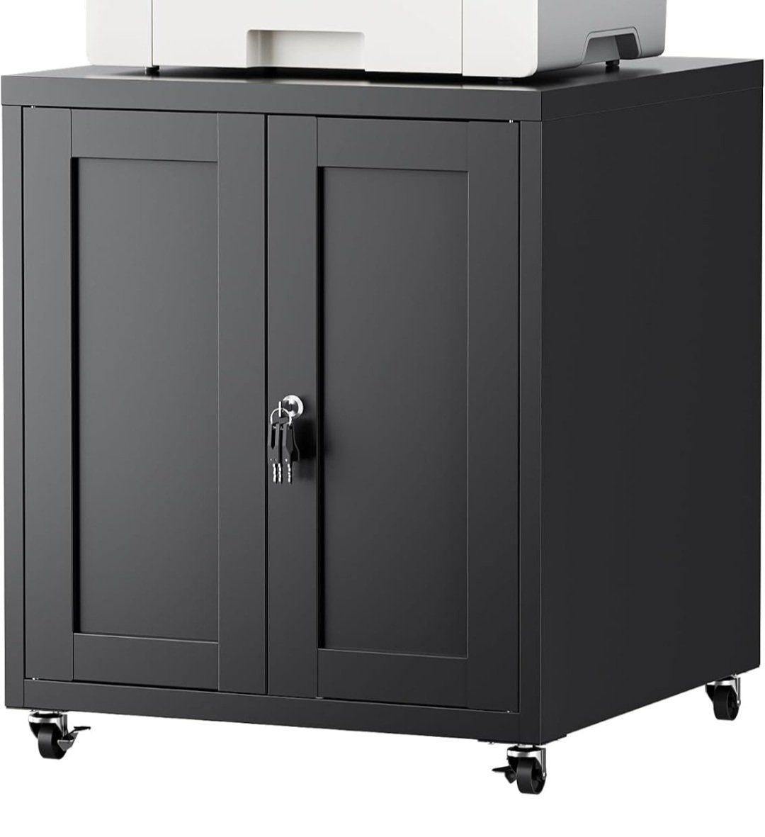 NEW- Metal Cabinet with Locking Doors - Black