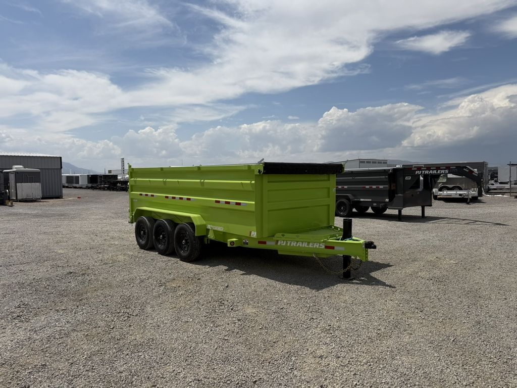 2027 PJ Trailers 7x16 DM Triple Axle 21K Scissor Dump Trailer 4' Wall