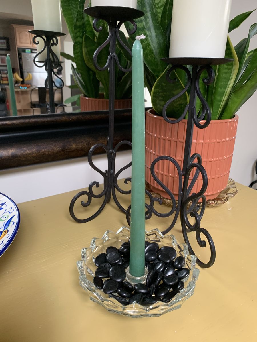 Fostoria American 3 Footed Glass Candle Holder