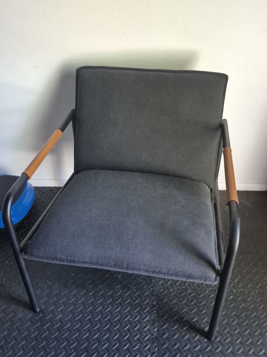 Modern Accent Chair with Metal Frame and Leather Arm Wraps