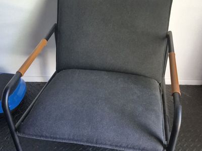 Modern Accent Chair with Metal Frame and Leather Arm Wraps