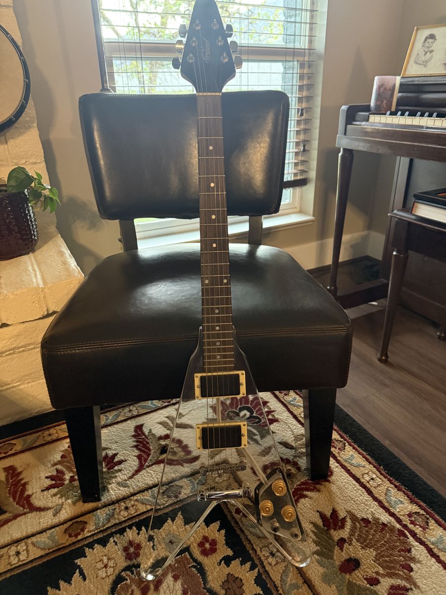 Grand Flying V clear acrylic Guitar