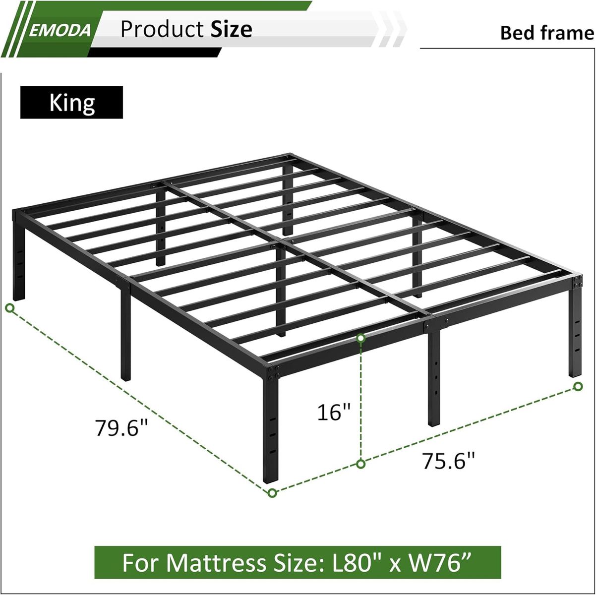 16" King Platform Bed Frame – Like New | Heavy Duty Metal | 16" Storage Height | $60