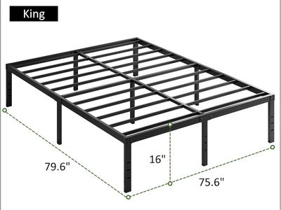 16" King Platform Bed Frame – Like New | Heavy Duty Metal | 16" Storage Height | $60