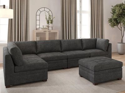 Thomasville Tisdale Modular 6-piece Sectional with Storage Ottoman, Dark Gray 1782774 #86421