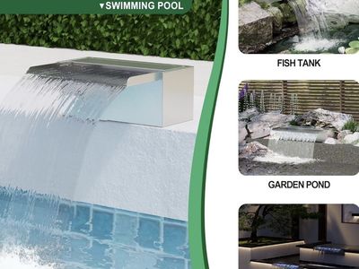 Stainless Steel Rectangular Fountain, Waterfall Fountain with Pipe Connector for Outdoor Garden, Pools, Fountains, Pond and Spa