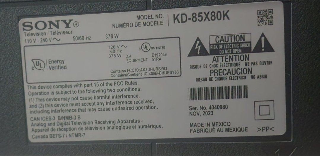 85" sony tv
