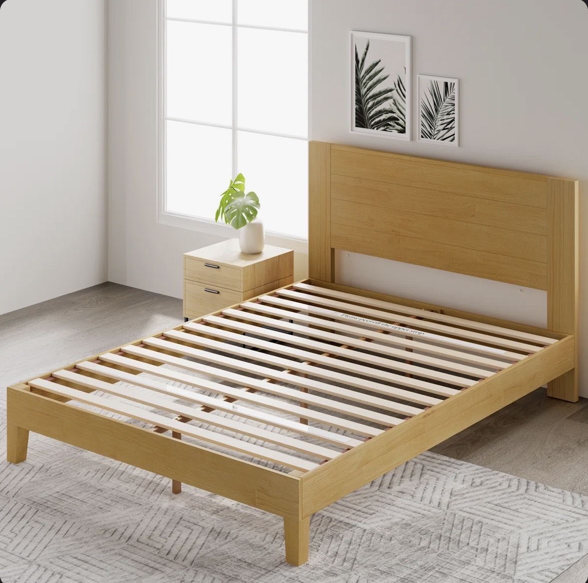 Kira Solid Wood Platform Bed Frame (Queen Size)