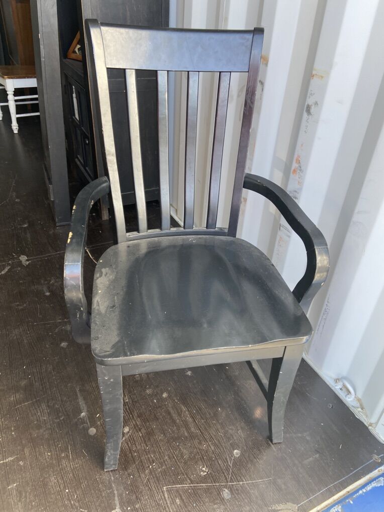 Old Solid Wood Black Office Chair