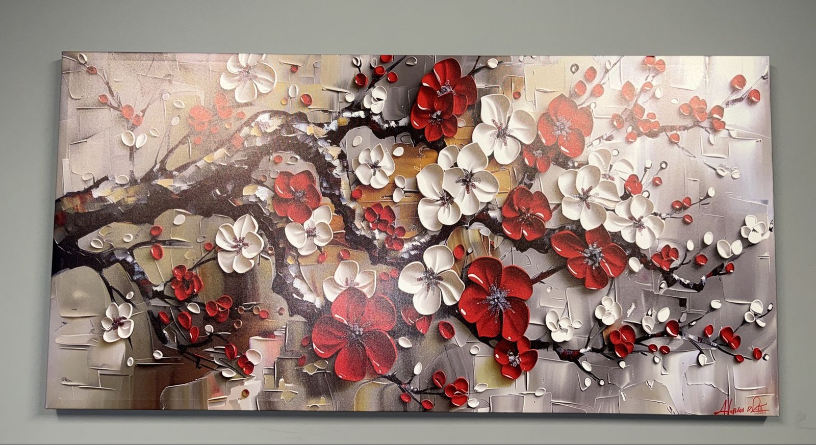 Large Modern Floral Canvas Wall Art – 50” x 25”