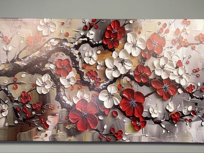 Large Modern Floral Canvas Wall Art – 50” x 25”