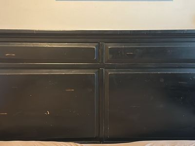 King Size Black Distressed Wood Headboard - Stylish & Sturdy Bed Frame Furniture