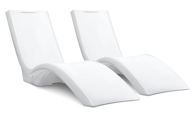 Step2 Vero Pool Lounger 2-Pack, Weighted in-Pool Lounge Chairs for Tanning Ledge and Baja Shelf, White