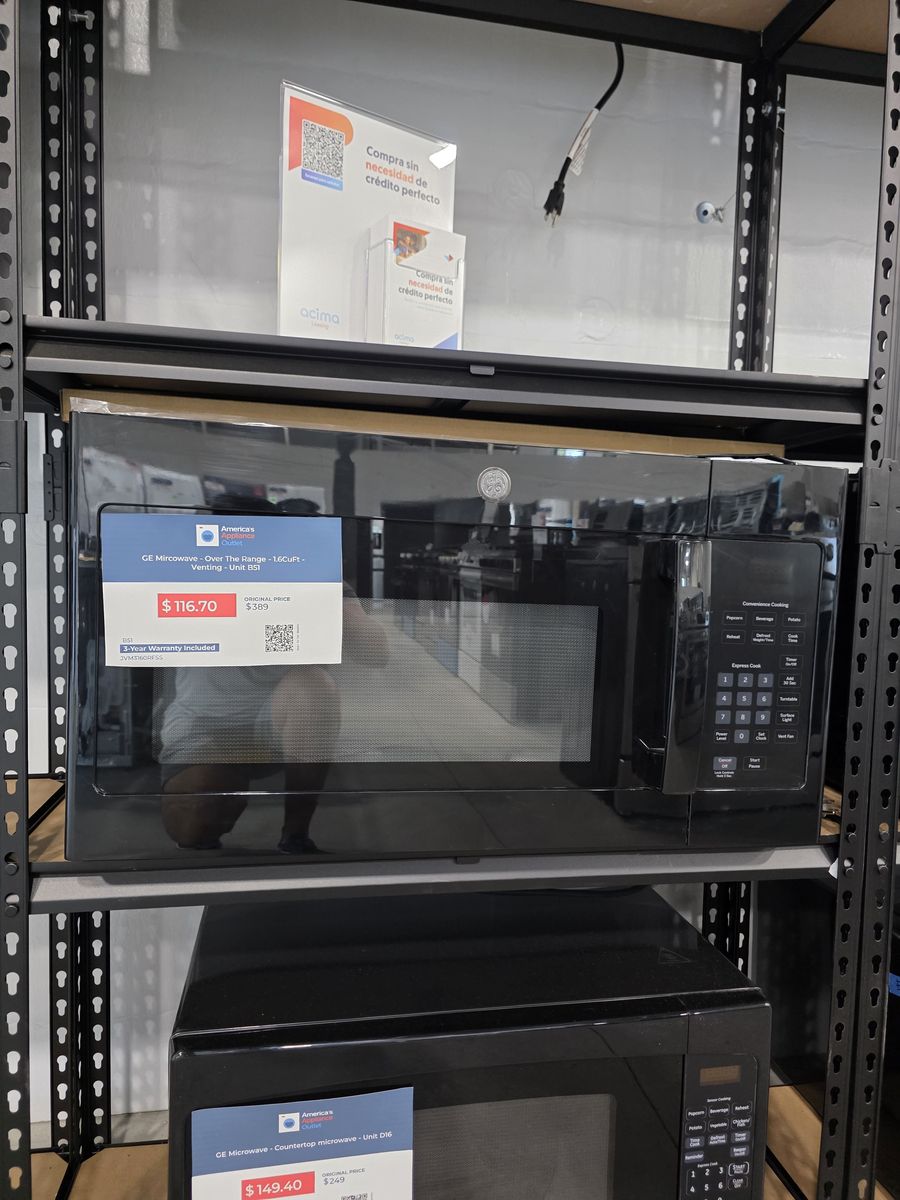 GE 1.6 Cu Ft Over-the-Range Microwave – 1000 Watts, 300 CFM Venting, Stainless Steel