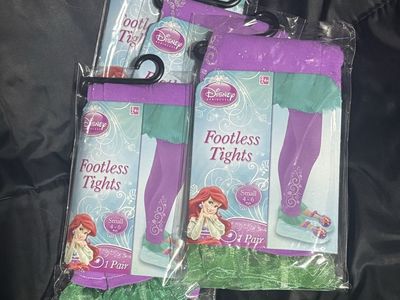 Disney Princess Ariel Footless Tights Small (4-6) Girls Mermaid Costume Accessory