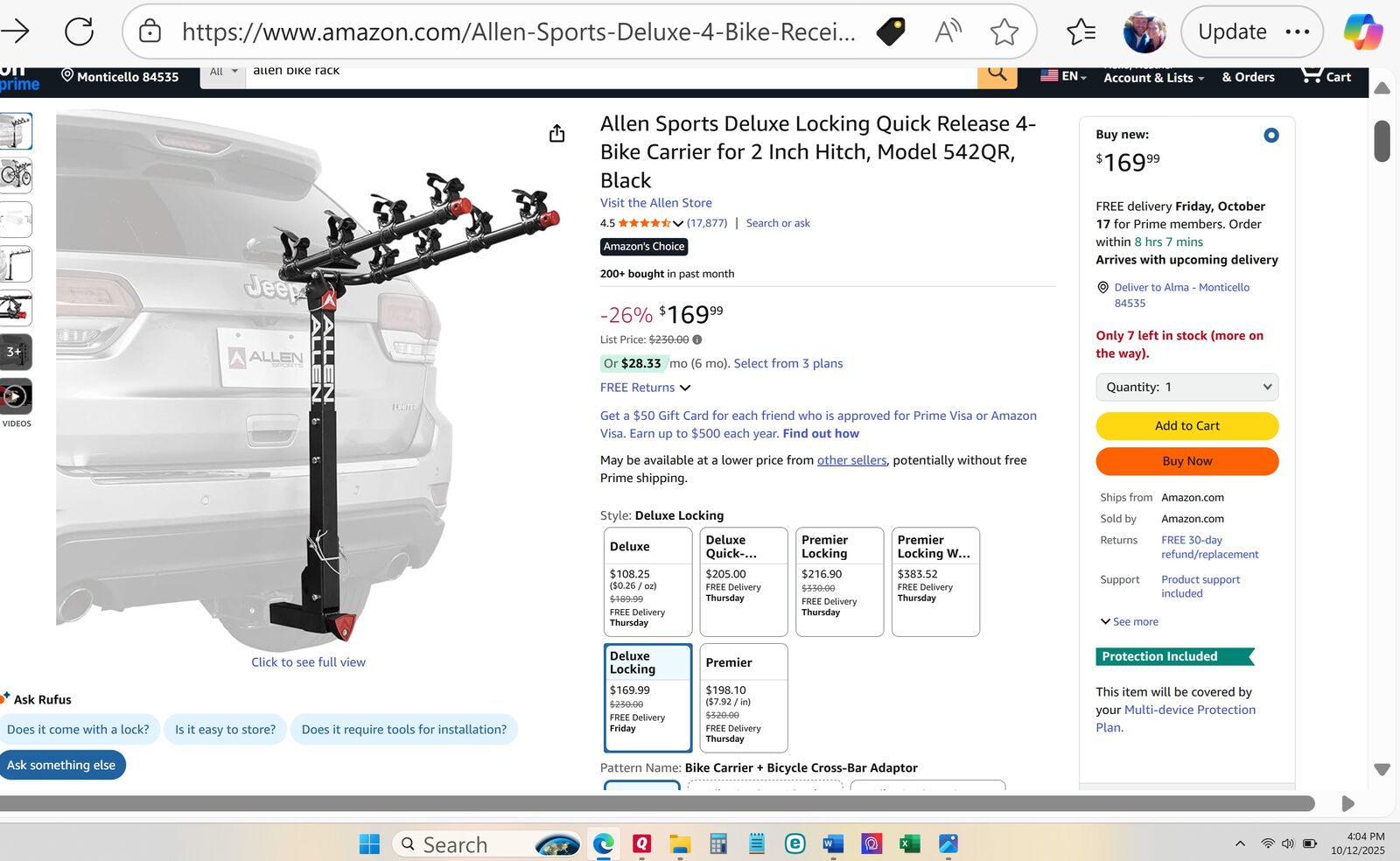 Brand New 4 Bike Rack, fits 2" receiver