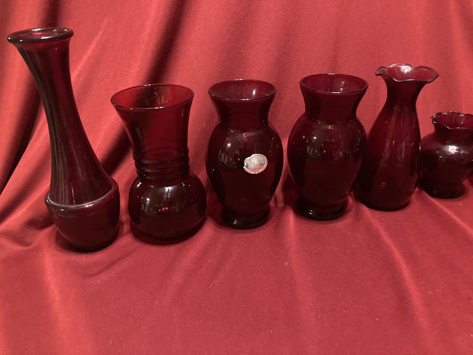 Vintage Ruby Red Art Glass Vases By Anchor Glass