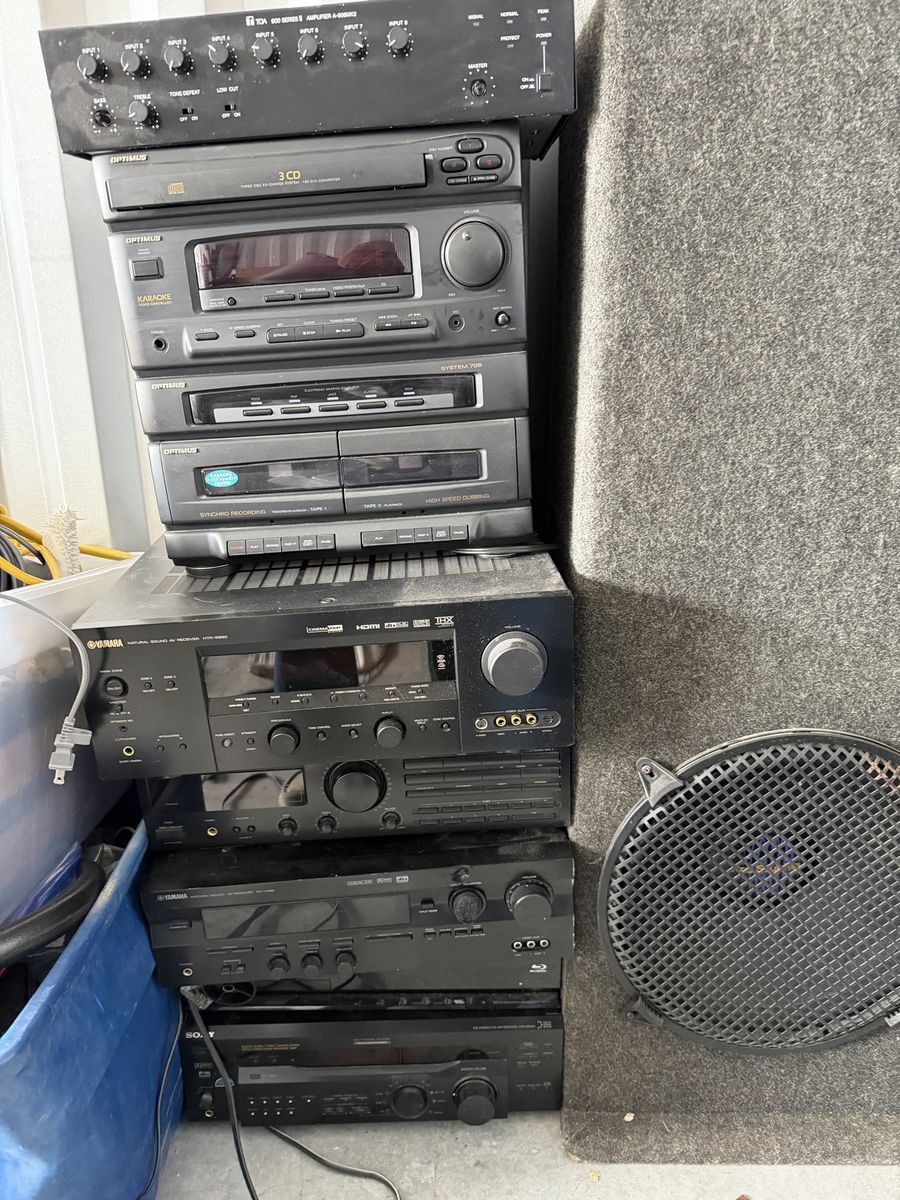 Assorted Vintage Audio Equipment Receivers Amplifiers and Speakers