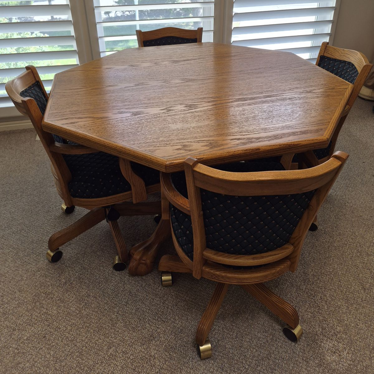 5-Piece Game Table and Rolling Chair Set