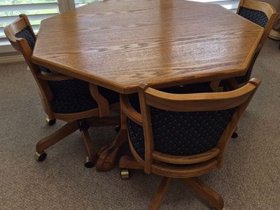 5-Piece Game Table and Rolling Chair Set
