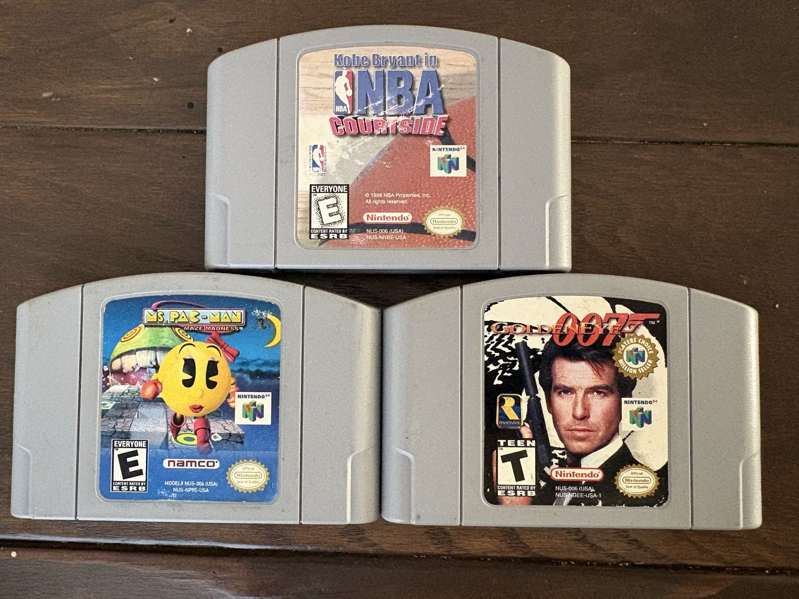 Nintendo 64 N64 Game Lot - GoldenEye 007, Ms. Pac-Man Maze Madness, NBA Courtside - Tested & Working