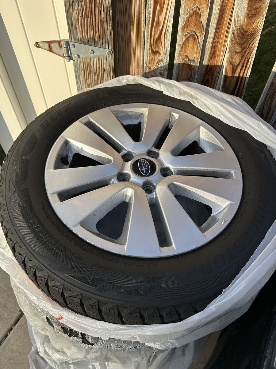 Subaru OEM 17" Wheels with Bridgestone Blizzak DM-V2 Winter Tires - 225/60R17,