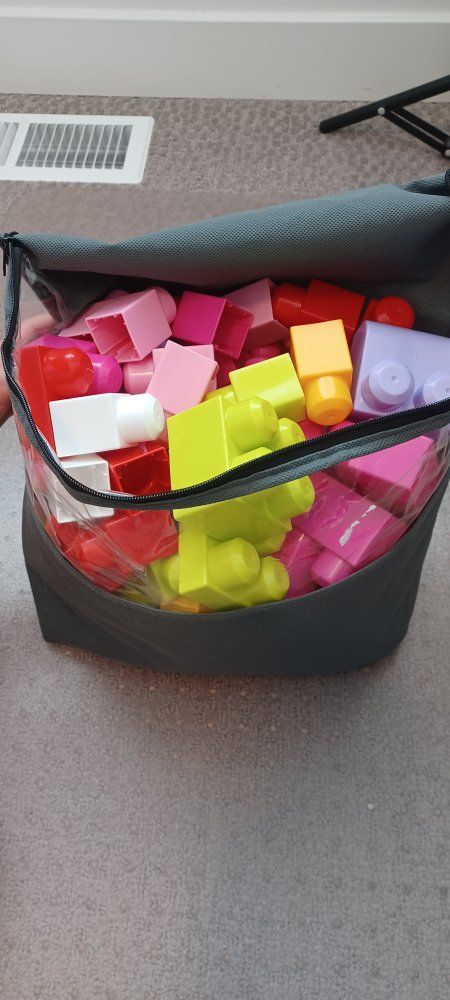Colorful Mega Blocks Building Blocks for Toddlers - Large Interlocking Construction Play Set (Bag Included)