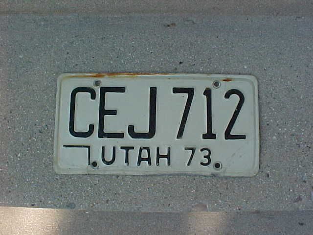 1973 single utah license plate...good condition