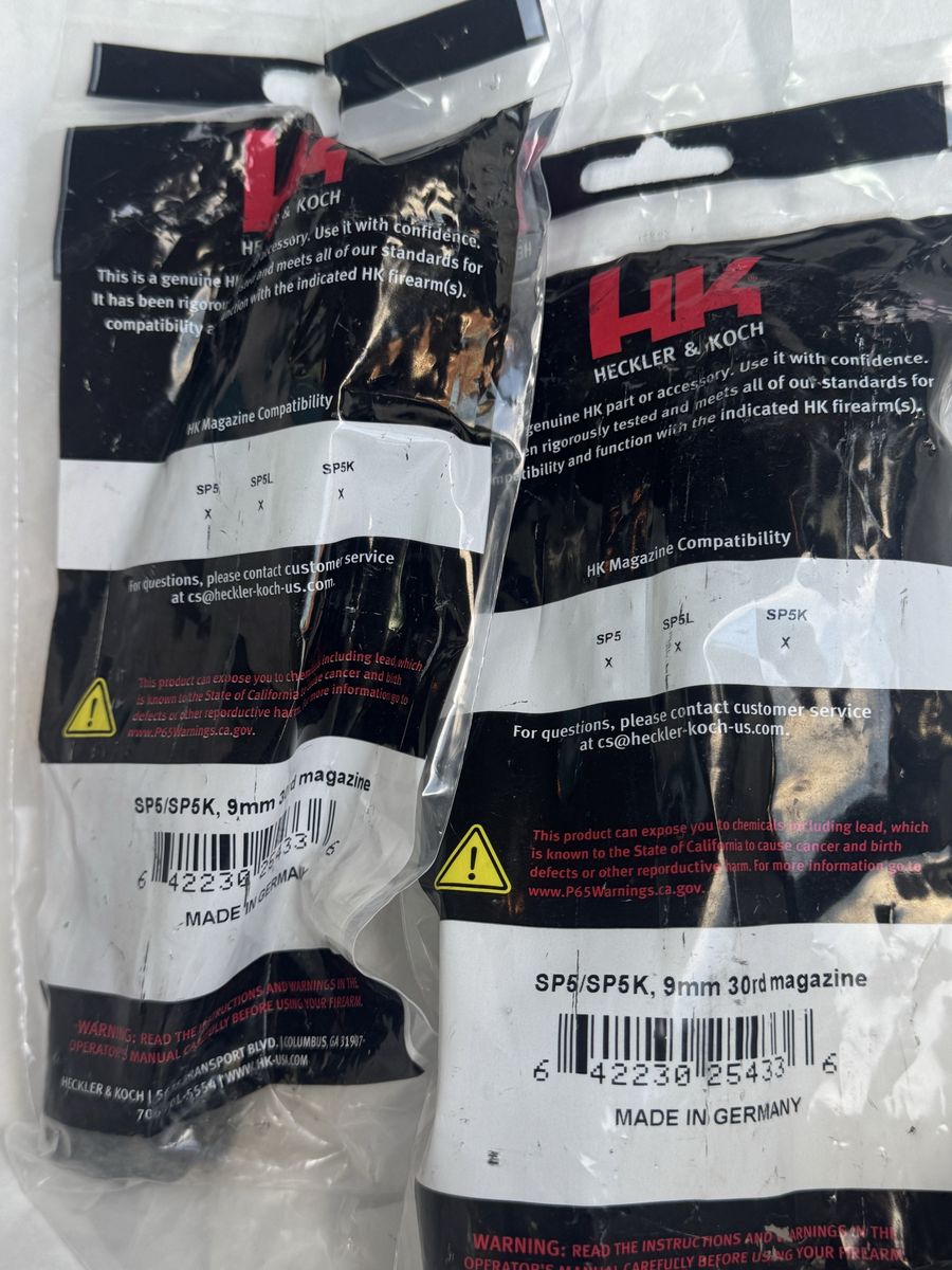 HK Heckler & Koch SP5/SP5K 9mm 30-Round Magazine - Genuine Accessory, Made in Germany (2-Pack)