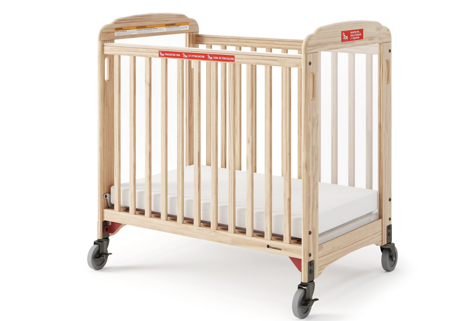 Brand new in box Foundations Next Gen Portable Mini Crib, 3" Mattress Included, Natural