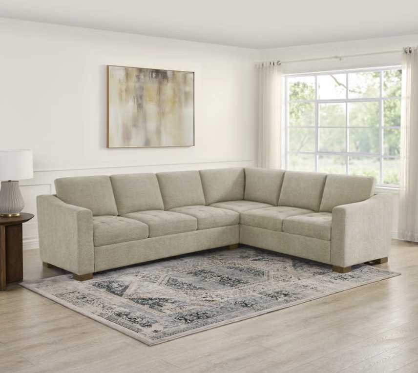 BACK TO SCHOOL SAVINGS – THOMASVILLE ELLSFORD BEIGE 2-PIECE FABRIC SECTIONAL