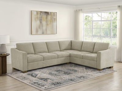 BACK TO SCHOOL SAVINGS – THOMASVILLE ELLSFORD BEIGE 2-PIECE FABRIC SECTIONAL