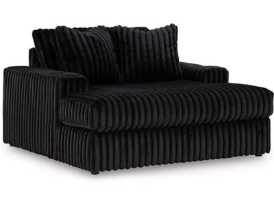 Black Corduroy Oversized Accent Chair / Chaise Lounger