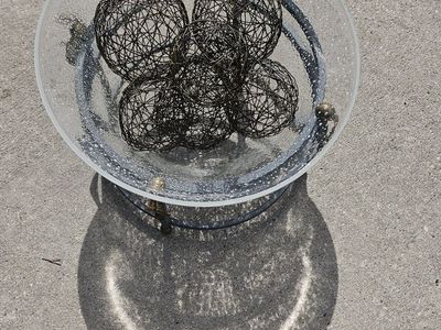 Blown GLASS with textured prizom and green frame