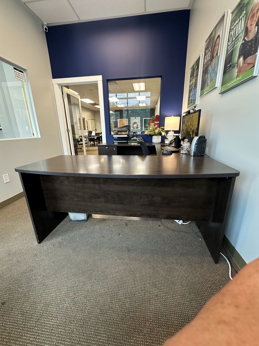 Dark Wood Executive U-Shaped Office or L-Shaped Office Desk with Built-In Storage Drawers