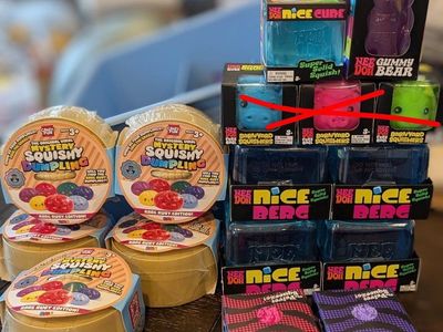NeeDoh Squishies Lot: Nice Cube, Niceberg, Gummy Bear, RMS Mystery Squishy Dumpling, Fuzz Ball