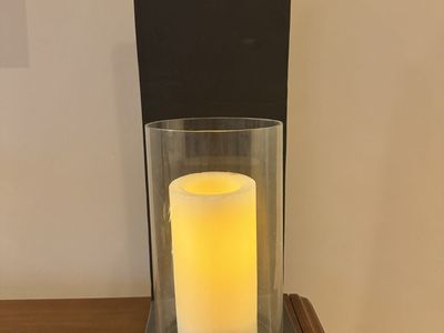 Large Black Metal Wall Sconce Candle Holder with Glass Hurricane Cylinder