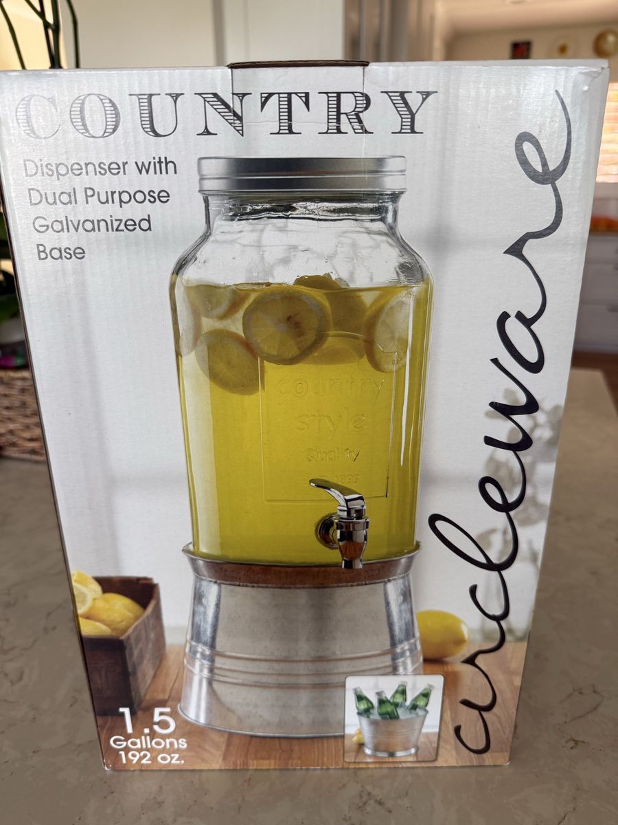 Circleware Country Style 1.5 Gallon Beverage Dispenser with Galvanized Base