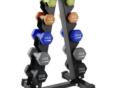 HolaHatha 106 lb Neoprene Dumbbell Set with Storage Rack - Brand New Unopened
