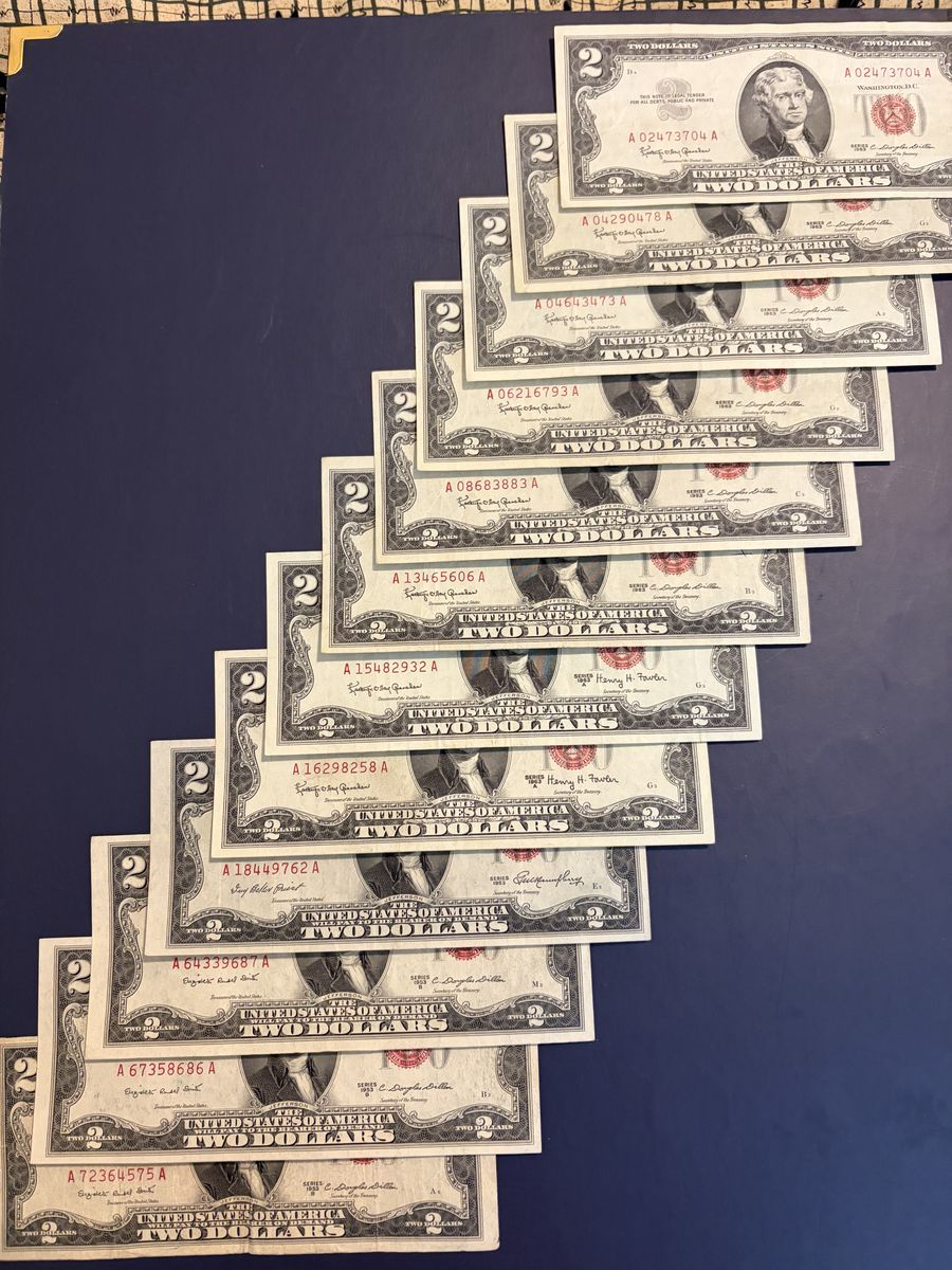 $2 red note bills