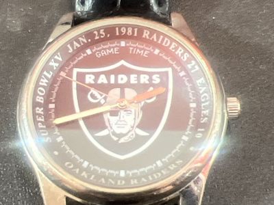 Vintage Oakland Raiders Super Bowl XV 1981 Championship Commemorative Watch - Black Leather Band