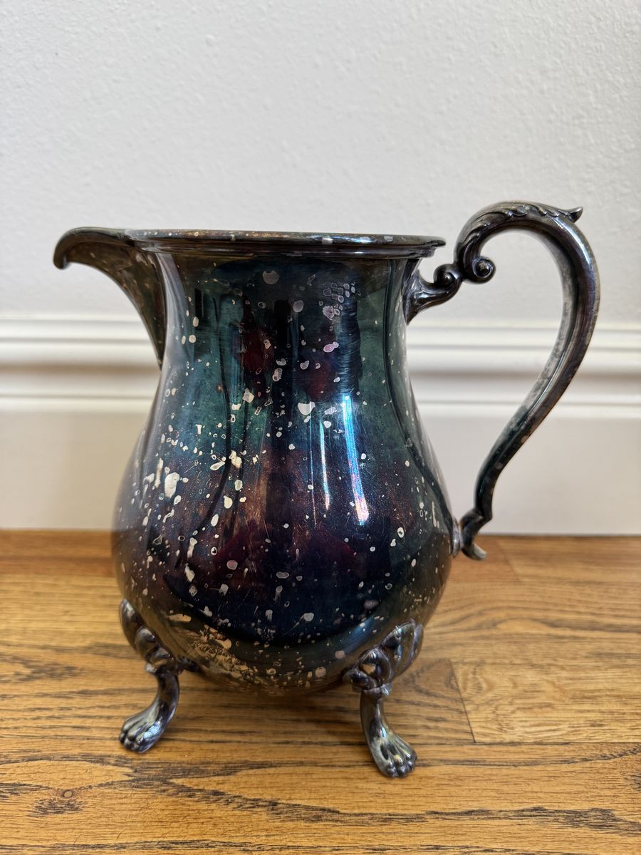 Vintage Crescent Victorian Silver Plated Bulbous Water Pitcher on Paw Feet