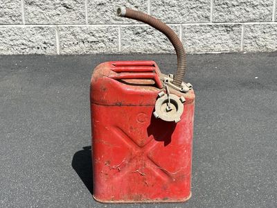 Vintage 5 Gallon Blitz Metal Gas Can USMC 5-73 Red Jerry Can with nozzle
