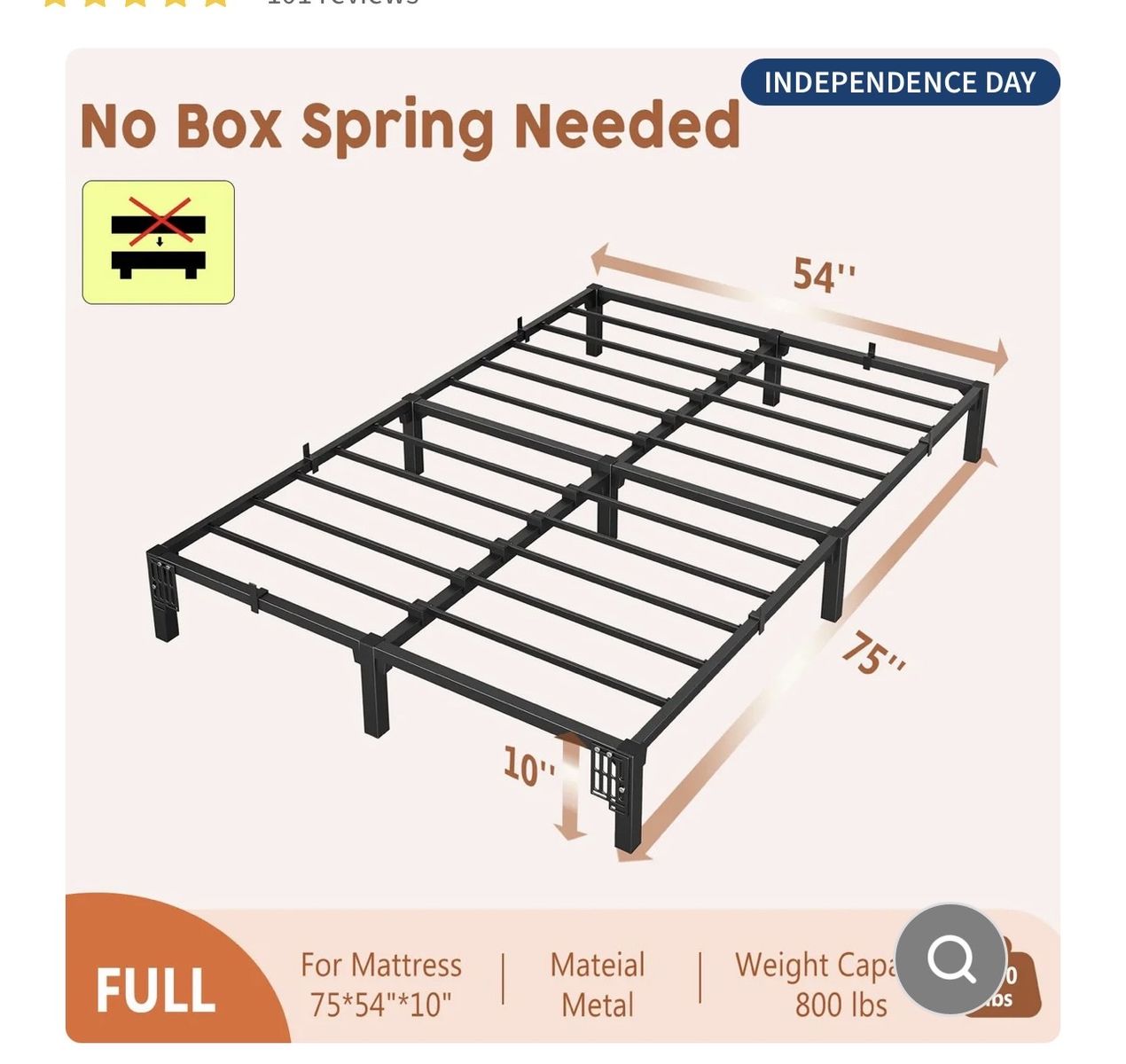 NEW Garvee Full Bed Frame Metal 10 Inch,
