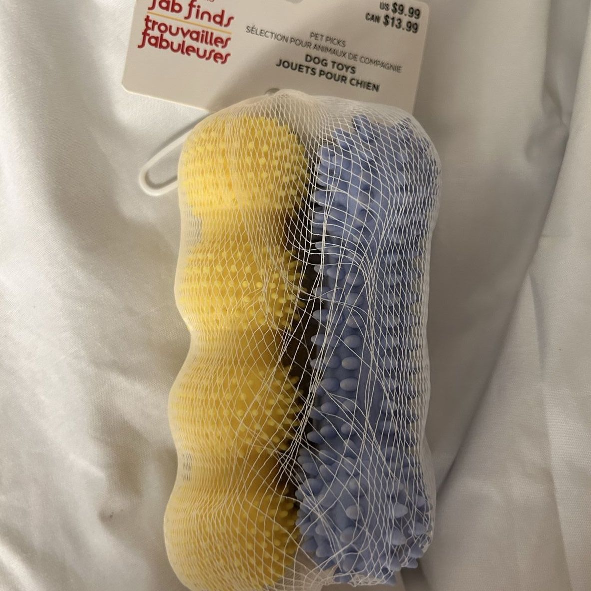 Fab Finds Pet Pack Spiky Squeaky Dog Toys for Chewing - Yellow & Blue Set