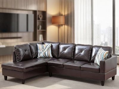 97" Sectional Couch, L Shaped 4 Seater PU Faux Leather Sofa w/Chaise Lounge
