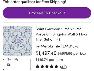 Merola Tile Saint Germain Gele Deco Jules Porcelain Tile – 10 Boxes / 105.6 Sq Ft